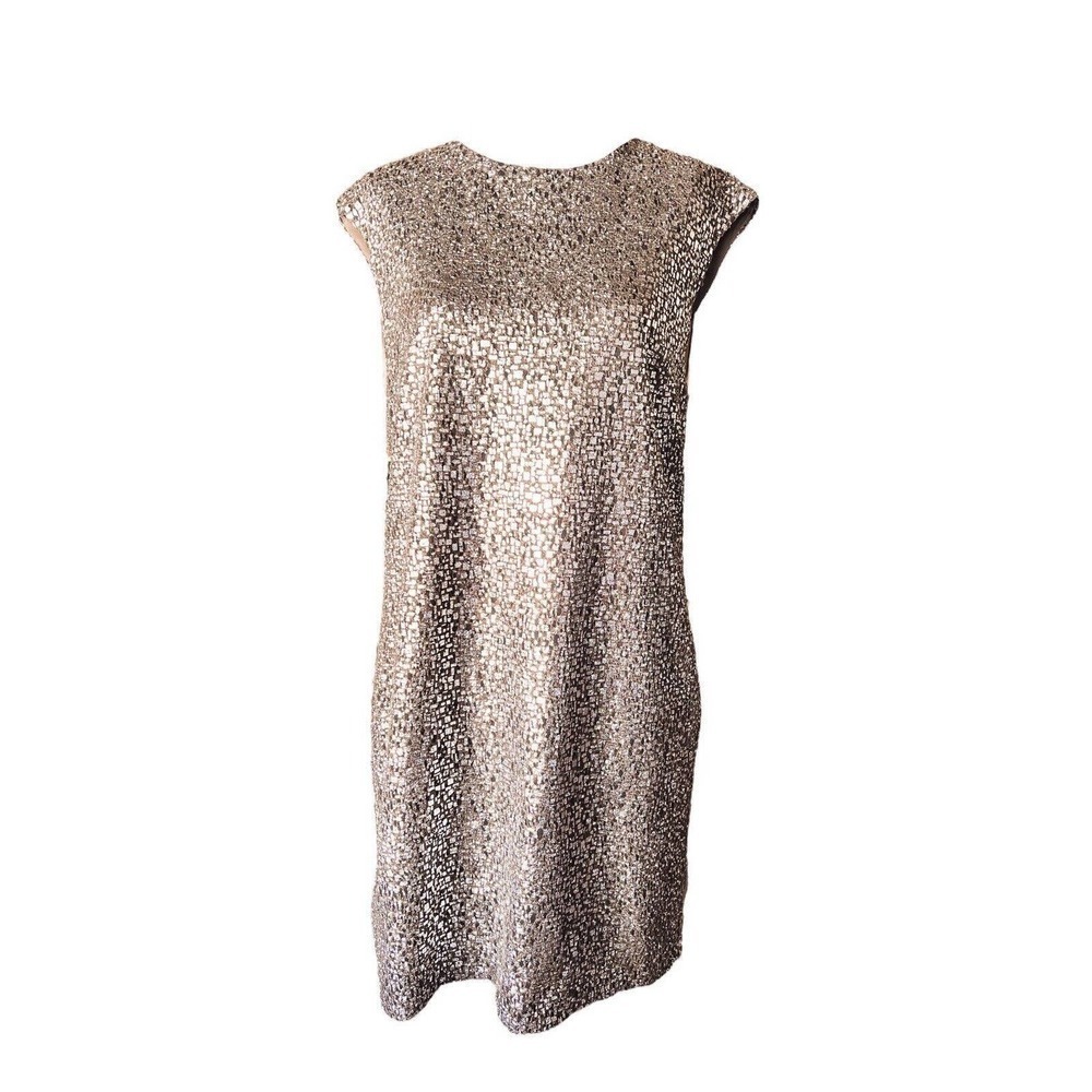 TWELFTH STREET by CYNTHIA VINCENT Silver Metallic Shift MIni Dress Size Medium - Picture 4 of 8